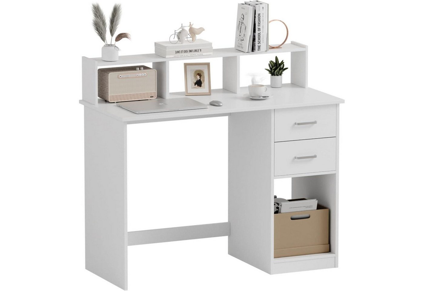 LuxusKollektion Regal-Schreibtisch Schreibtisch Computertisch Schubladen Regal Büro Weiß 105 x 48 x 94cm LuxusKollektion Regal-Schreibtisch Schreibtisch Computertisch Schubladen Regal Büro Weiß 105 x 48 x 94cm von LuxusKollektion