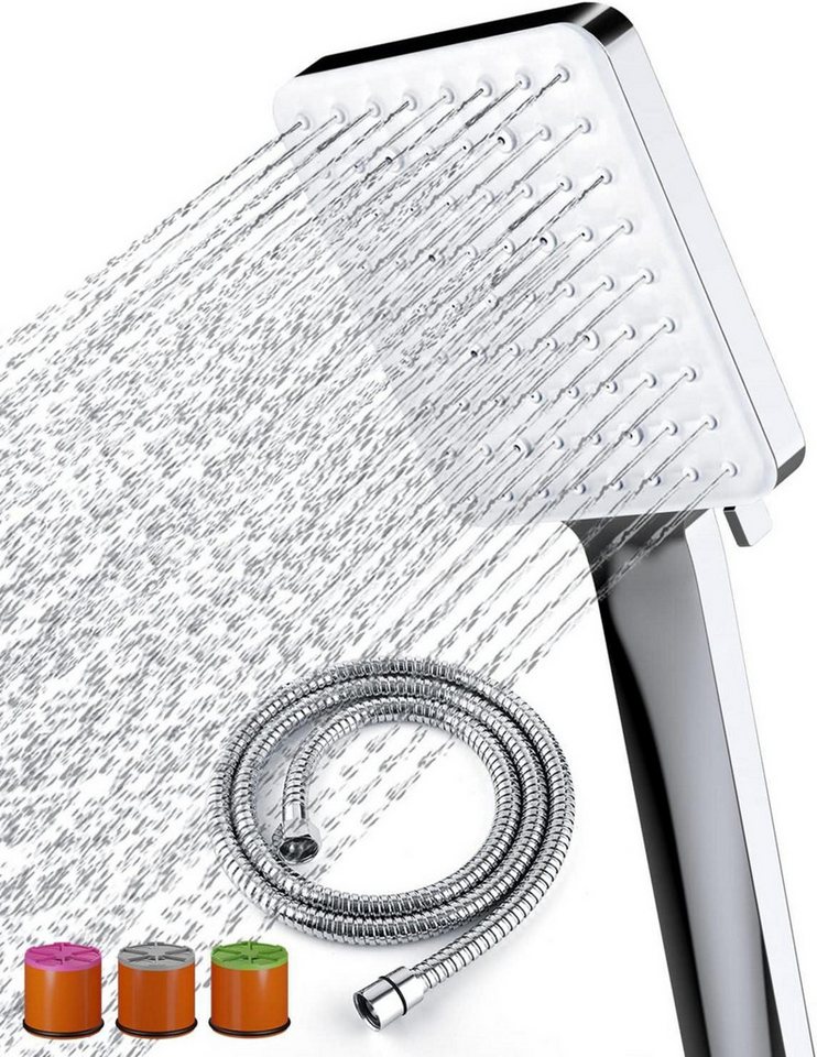 LuxusKollektion Regenduschkopf Duschkopf Wassersparend mit Schlauch 6 Strahlarten Regendusche von LuxusKollektion