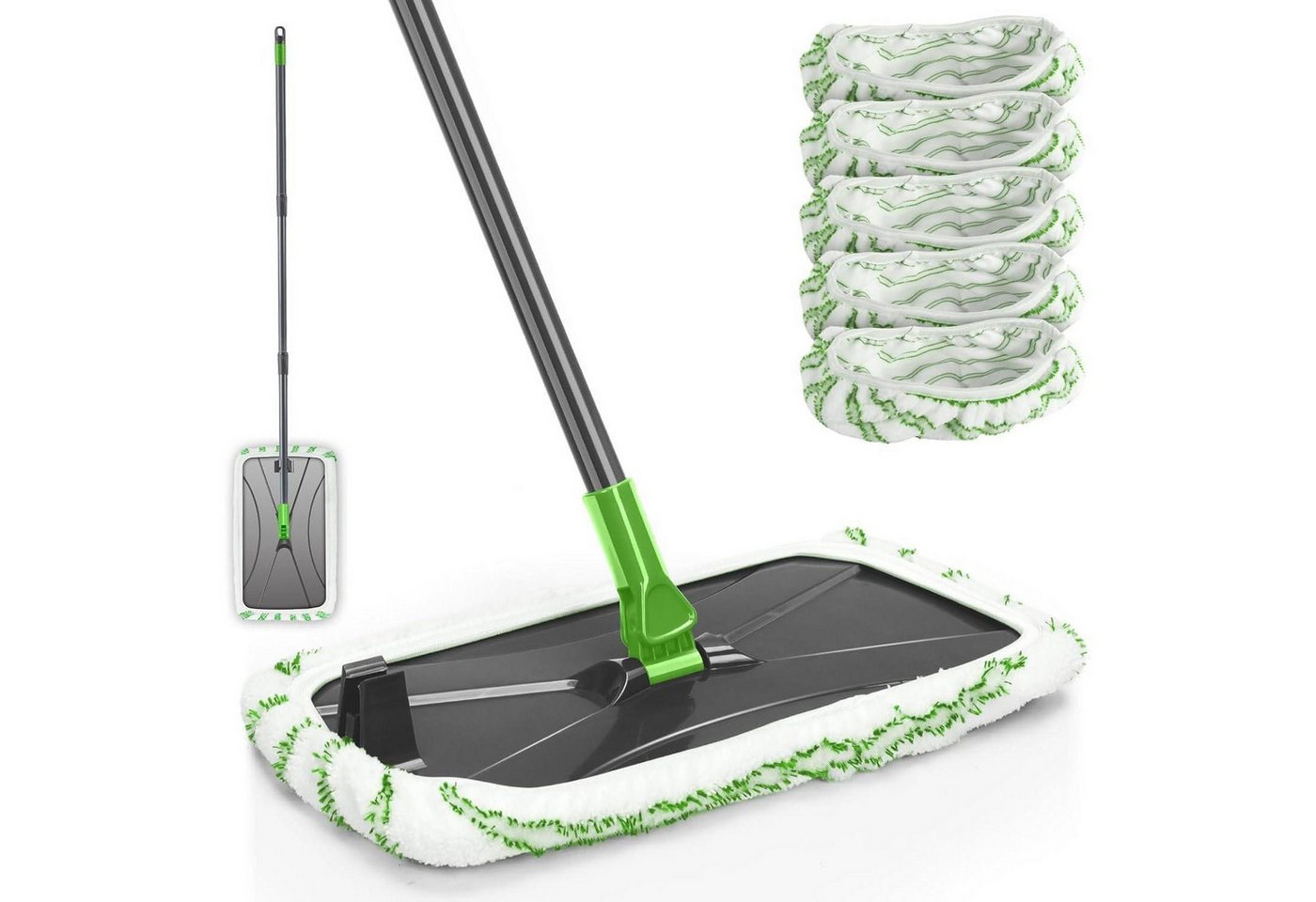 LuxusKollektion Reinigungs-Set Bodenwischer Mikrofaser 127cm Drehgelenk 5 Wischmopp 128cm Grau Grün LuxusKollektion Reinigungs-Set Bodenwischer Mikrofaser 127cm Drehgelenk 5 Wischmopp 128cm Grau Grün von LuxusKollektion