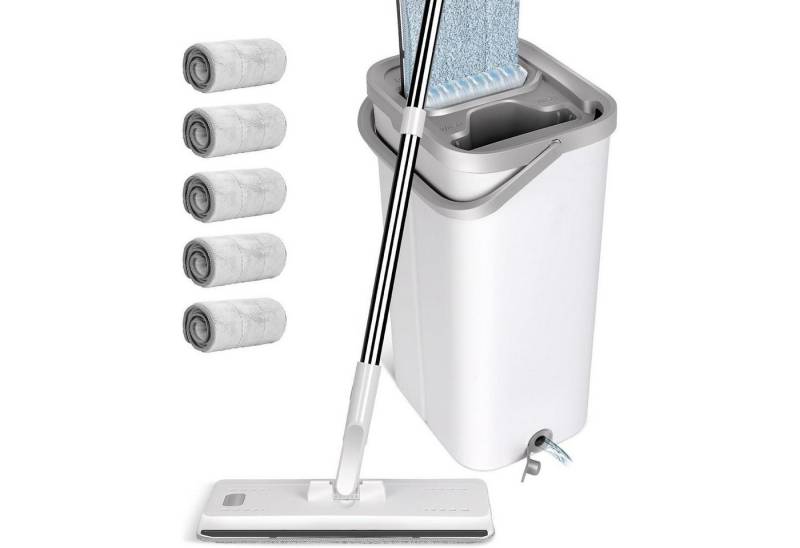 LuxusKollektion Reinigungs-Set Bodenwischer Set Eimer Wischmopp 5 Mikrofaserpads 140cm Weiß LuxusKollektion Reinigungs-Set Bodenwischer Set Eimer Wischmopp 5 Mikrofaserpads 140cm Weiß von LuxusKollektion