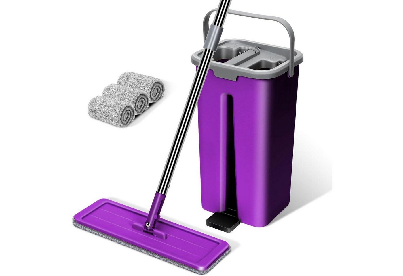 LuxusKollektion Reinigungs-Set Wischmopp Eimer Bodenwischer Mikrofaser Grau lila 2.9l LuxusKollektion Reinigungs-Set Wischmopp Eimer Bodenwischer Mikrofaser Grau lila 2.9l von LuxusKollektion