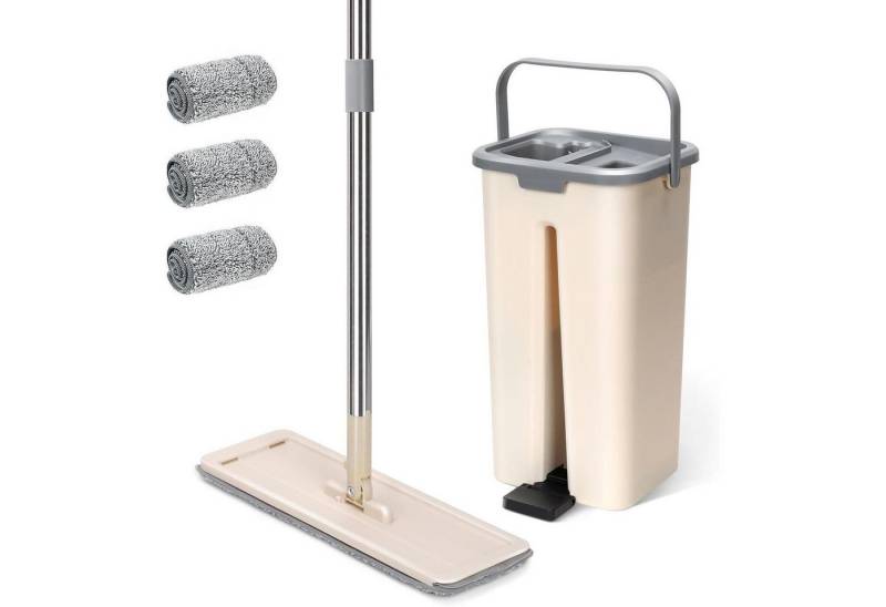 LuxusKollektion Reinigungs-Set Wischmopp Set Eimer Auswringer Mikrofaser Bodenwischer Beige-2.9l LuxusKollektion Reinigungs-Set Wischmopp Set Eimer Auswringer Mikrofaser Bodenwischer Beige-2.9l von LuxusKollektion