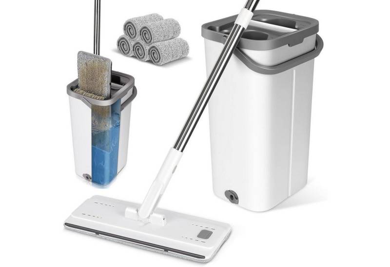 LuxusKollektion Reinigungs-Set Wischmopp Set Eimer Auswringfunktion 5 Mikrofaserpads Weiß LuxusKollektion Reinigungs-Set Wischmopp Set Eimer Auswringfunktion 5 Mikrofaserpads Weiß von LuxusKollektion