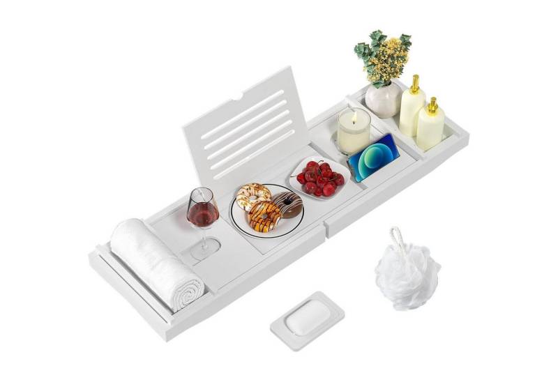 LuxusKollektion Salatbesteck Badewannenablage Bambus Getränkehalter Ipad Buchstütze Weiß von LuxusKollektion