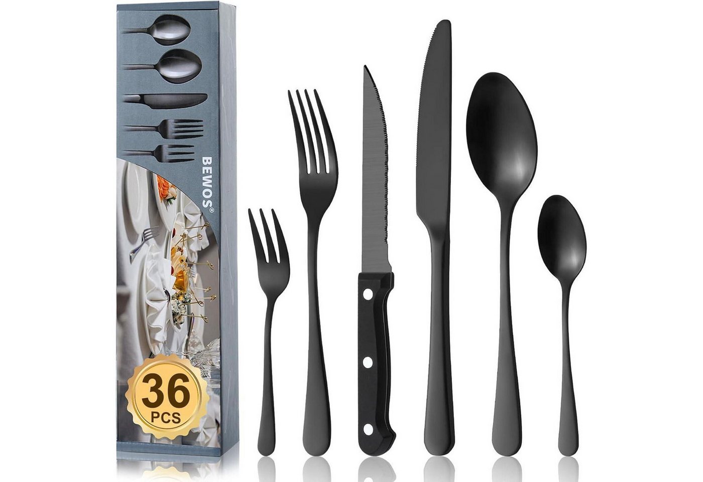 LuxusKollektion Salatbesteck Besteck 36teilig Edelstahl Messer Gabel Löffel Schwarz 36 Stück LuxusKollektion Salatbesteck Besteck 36teilig Edelstahl Messer Gabel Löffel Schwarz 36 Stück von LuxusKollektion
