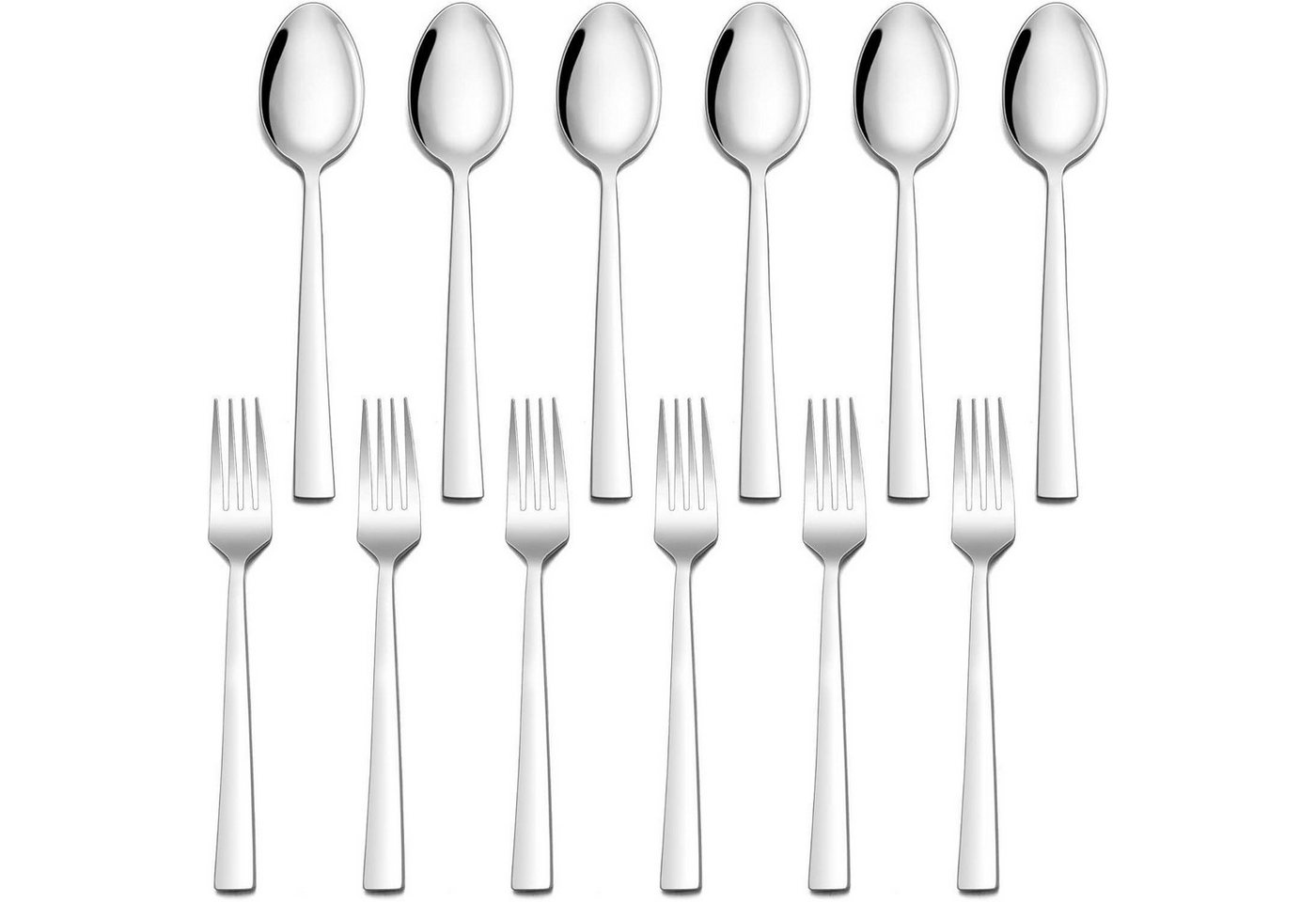 LuxusKollektion Salatbesteck Besteck Set Edelstahl Gabel Löffel Silber Spülmaschinenfest 12 Stück von LuxusKollektion