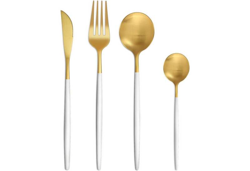 LuxusKollektion Salatbesteck Besteckset 6 Personen Messer Gabel Löffel 24 teilig 24teilig-weiß Gold LuxusKollektion Salatbesteck Besteckset 6 Personen Messer Gabel Löffel 24 teilig 24teilig-weiß Gold von LuxusKollektion