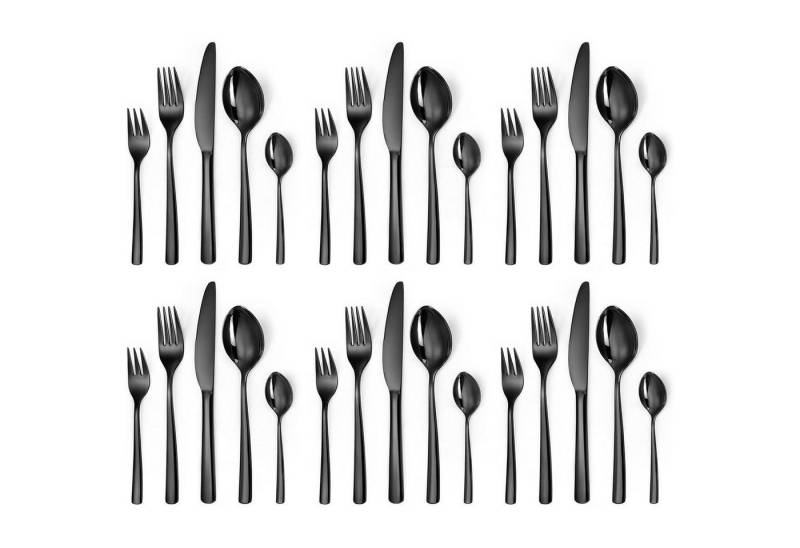 LuxusKollektion Salatbesteck Besteckset Edelstahl 6 Personen Messer Gabel Löffel 30 Stück schwarz von LuxusKollektion