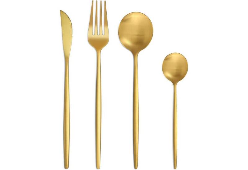 LuxusKollektion Salatbesteck Besteckset Edelstahl Messer Gabel Löffel 6 24 teilig 24 Teilig gold von LuxusKollektion
