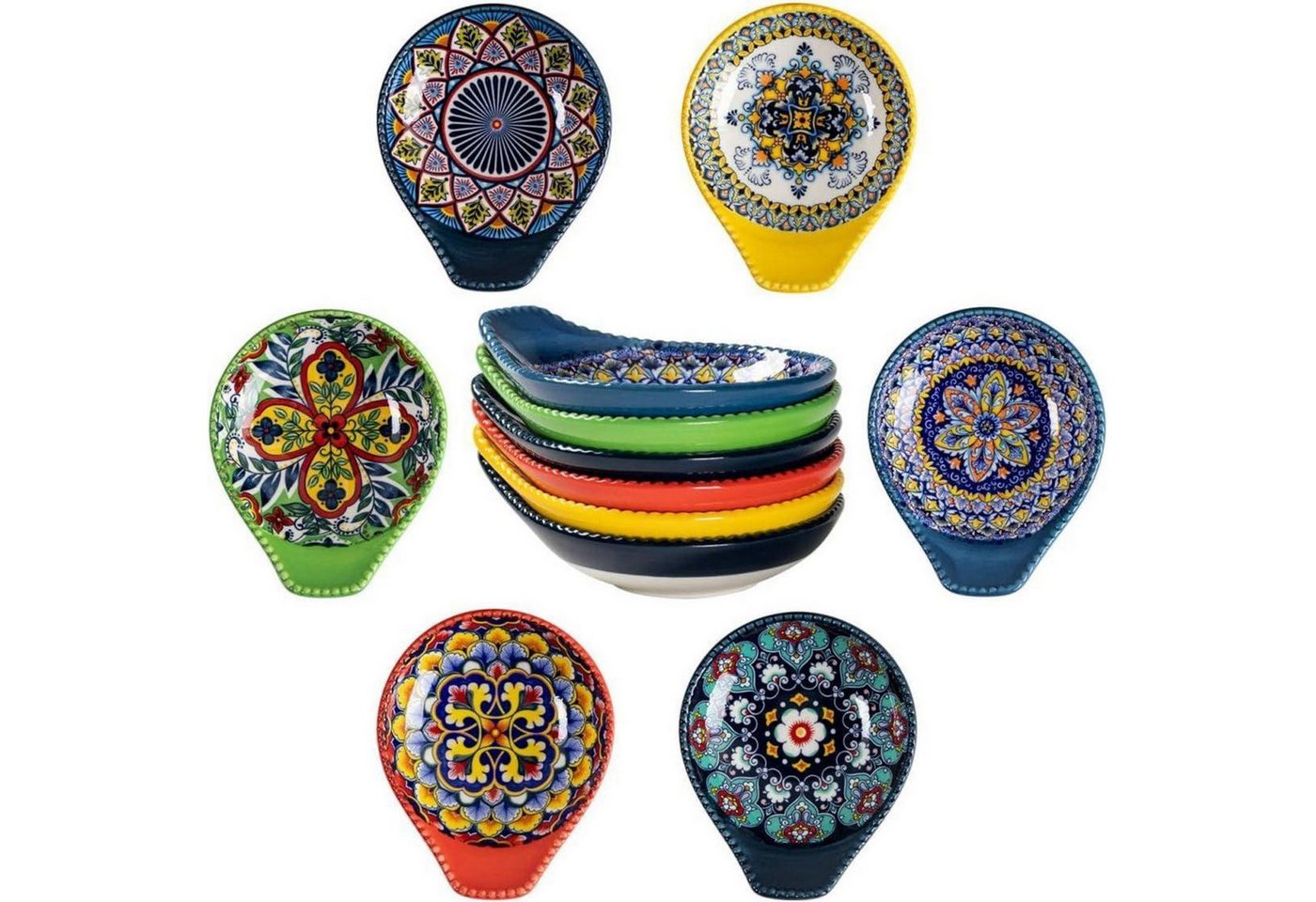 LuxusKollektion Salatbesteck Dipschalen Saucenschälchen Keramik 12cm Set 6er 4.75 Inch von LuxusKollektion