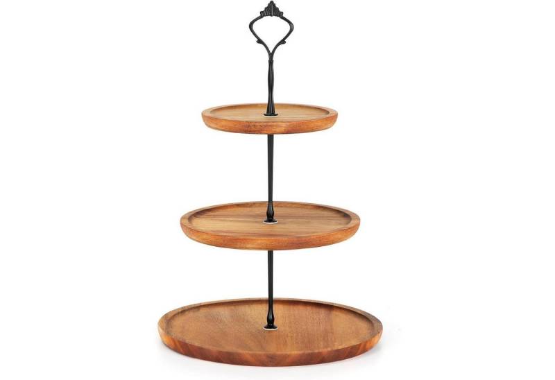 LuxusKollektion Salatbesteck Etagere Tortenständer Cupcake Holz Metallgriff Hochzeit 3 Etagen Groß von LuxusKollektion