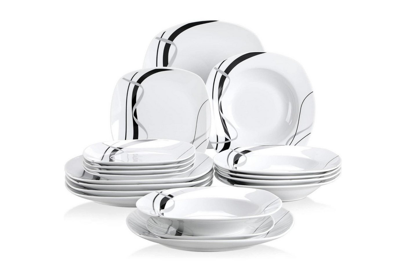 LuxusKollektion Salatbesteck Geschirrset 6 Personen Porzellan Speiseteller 18-teilig Tafelservice LuxusKollektion Salatbesteck Geschirrset 6 Personen Porzellan Speiseteller 18-teilig Tafelservice von LuxusKollektion