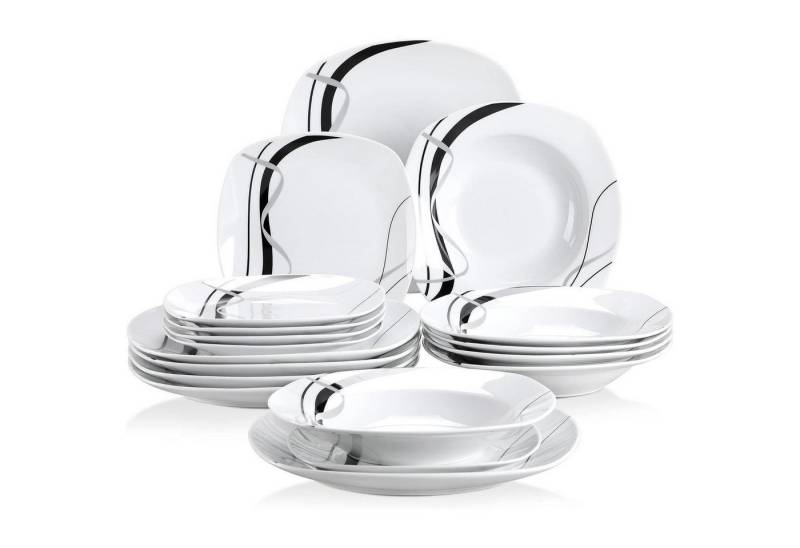 LuxusKollektion Salatbesteck Geschirrset 6 Personen Porzellan Speiseteller 18-teilig Tafelservice von LuxusKollektion