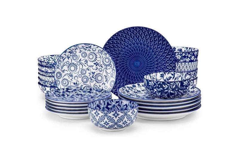 LuxusKollektion Salatbesteck Geschirrset 6 Porzellan Keramik Blau Weiß Teller 24 Teile Set LuxusKollektion Salatbesteck Geschirrset 6 Porzellan Keramik Blau Weiß Teller 24 Teile Set von LuxusKollektion