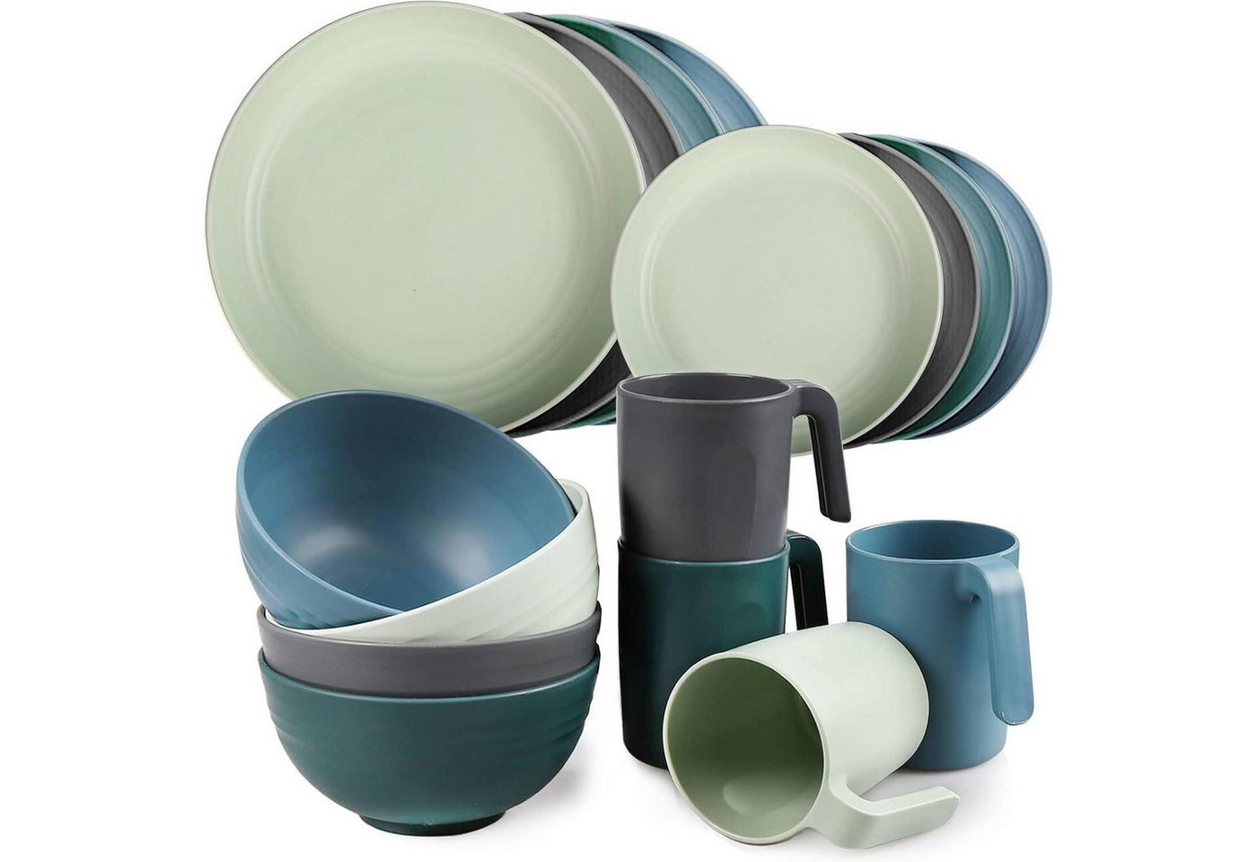 LuxusKollektion Salatbesteck Geschirrset Kunststoff Teller Schüssel Service 4 16 Pcs-runder Set LuxusKollektion Salatbesteck Geschirrset Kunststoff Teller Schüssel Service 4 16 Pcs-runder Set von LuxusKollektion