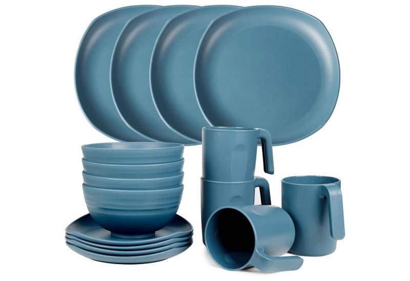 LuxusKollektion Salatbesteck Geschirrset PP Kinder Erwachsene Teller Schüsseln 16pcs quadratisch 3 von LuxusKollektion