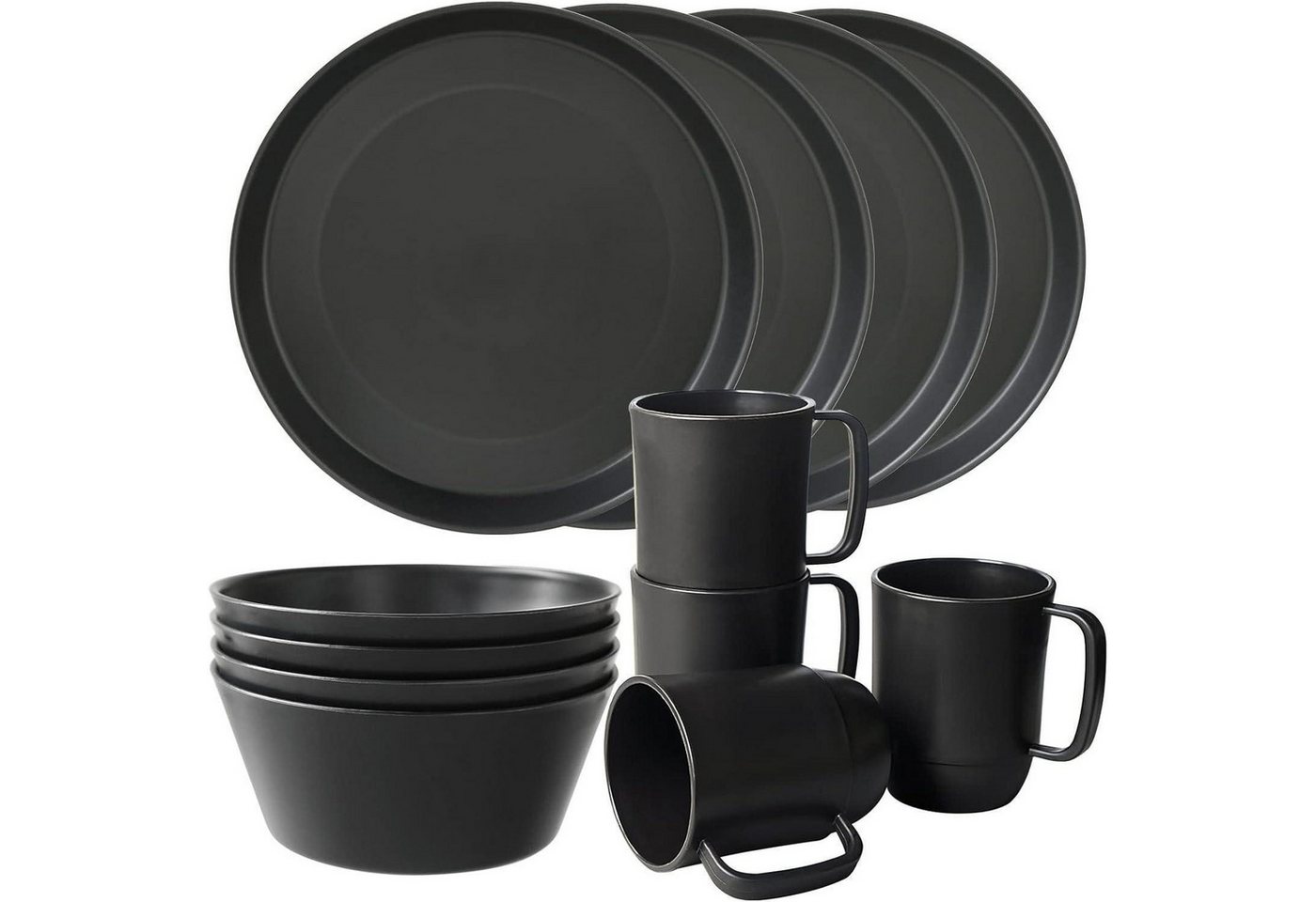 LuxusKollektion Salatbesteck Geschirrsets Kunststoff Teller Schüsseln Tassen 4 12pcs rund schwarz LuxusKollektion Salatbesteck Geschirrsets Kunststoff Teller Schüsseln Tassen 4 12pcs rund schwarz von LuxusKollektion