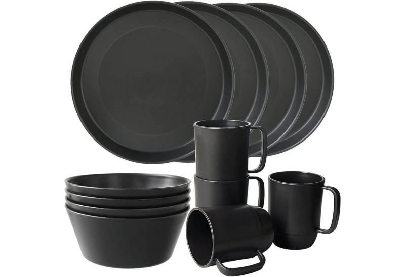 LuxusKollektion Salatbesteck Geschirrsets Kunststoff Teller Schüsseln Tassen 4 12pcs rund schwarz LuxusKollektion Salatbesteck Geschirrsets Kunststoff Teller Schüsseln Tassen 4 12pcs rund schwarz von LuxusKollektion