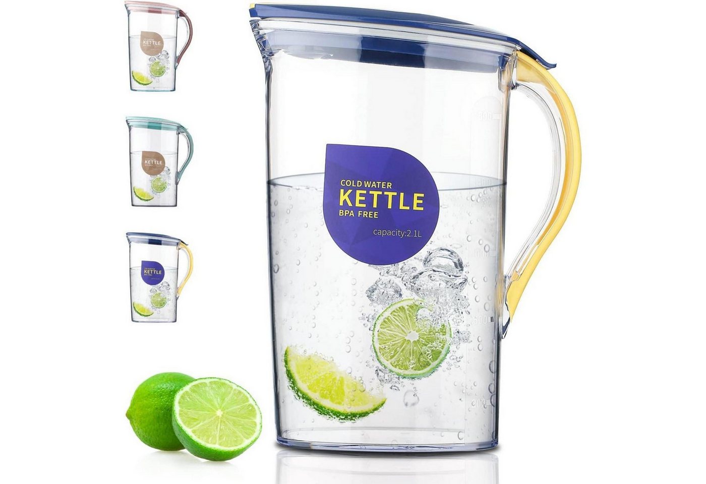 LuxusKollektion Salatbesteck Karaffe 2,1L Fiberglas Kühlschranktür Deckel BPAfrei 3. Gelb von LuxusKollektion