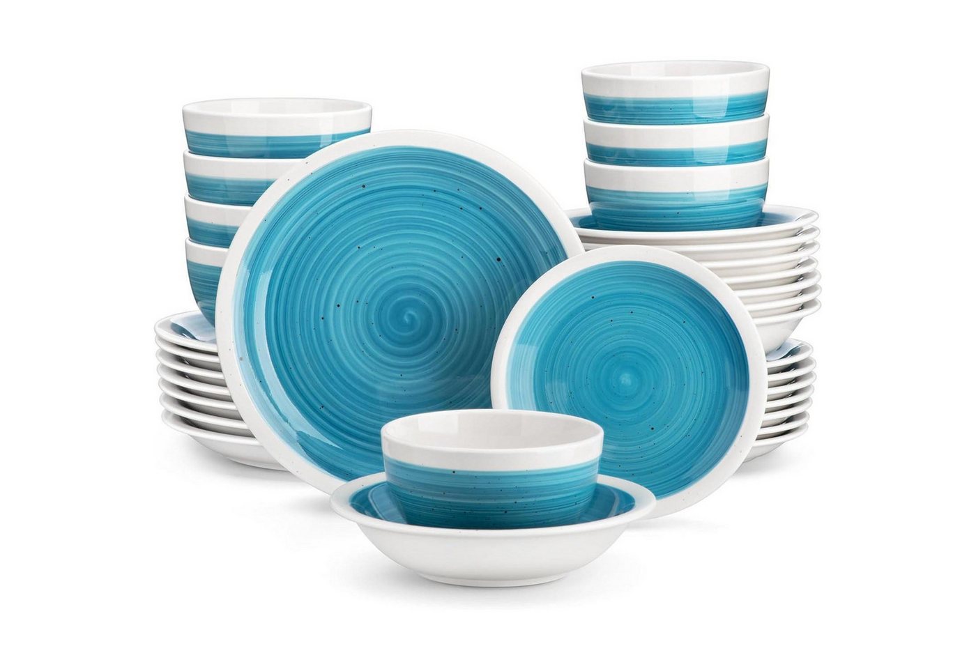 LuxusKollektion Salatbesteck Kombiservice Steinzeug Tafelservice 32-teilig Geschirrset Ori-blau LuxusKollektion Salatbesteck Kombiservice Steinzeug Tafelservice 32-teilig Geschirrset Ori-blau von LuxusKollektion