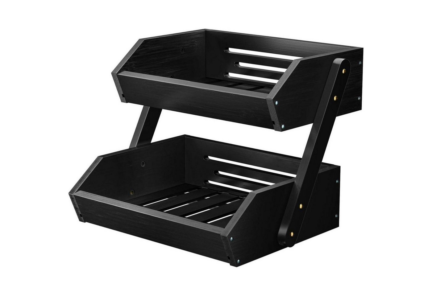 LuxusKollektion Salatbesteck Obstkorb Bambus Gemüsekorb Etagere Obstschale Schwarz 2 Etagen von LuxusKollektion