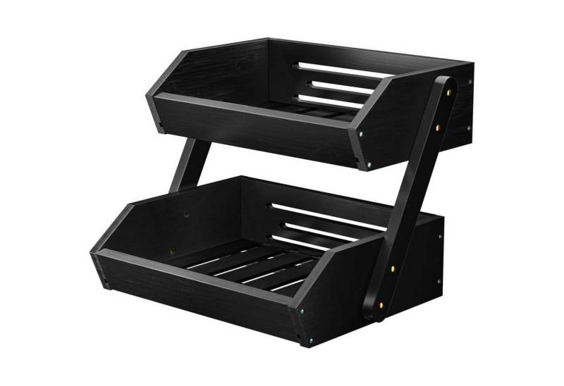 LuxusKollektion Salatbesteck Obstkorb Bambus Gemüsekorb Etagere Obstschale Schwarz 2 Etagen von LuxusKollektion