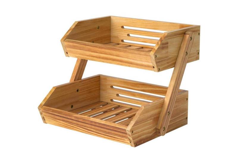 LuxusKollektion Salatbesteck Obstkorb Etagere Holz Gemüsekorb Aufbewahrung Kiefernholz 2 Etagen von LuxusKollektion