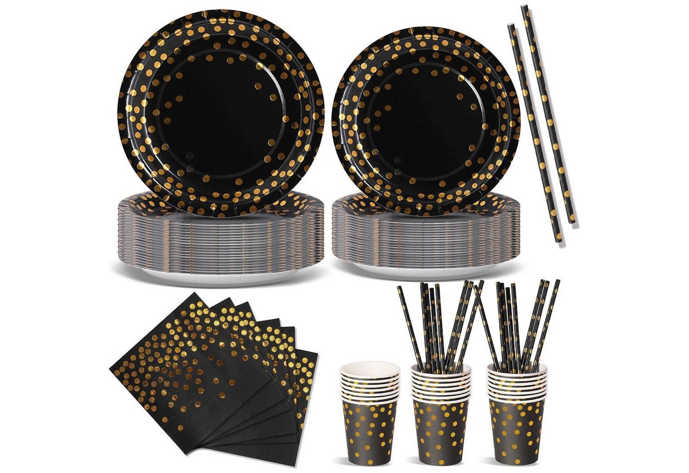 LuxusKollektion Salatbesteck Partygeschirr 120 Pappteller Gabeln Servietten Mädchen Schwarzesgold LuxusKollektion Salatbesteck Partygeschirr 120 Pappteller Gabeln Servietten Mädchen Schwarzesgold von LuxusKollektion