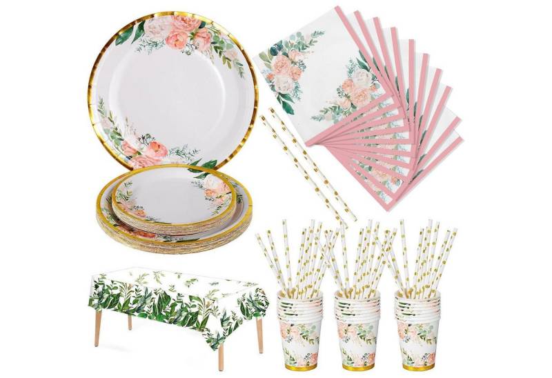 LuxusKollektion Salatbesteck Partygeschirr 126 Blumen Pappteller Pappbecher Servietten Blumen A von LuxusKollektion
