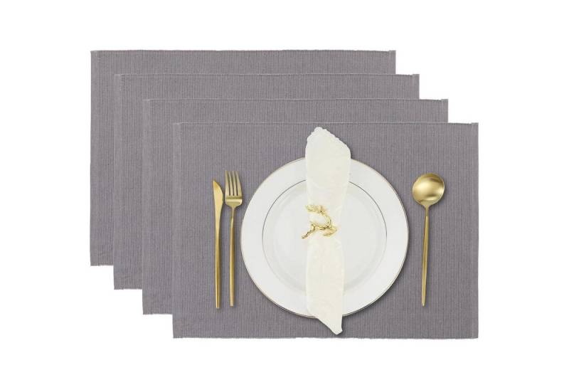 LuxusKollektion Salatbesteck Placemats Esstisch Set Baumwollgrau 13x19 Zoll Frostgrau 4 von LuxusKollektion