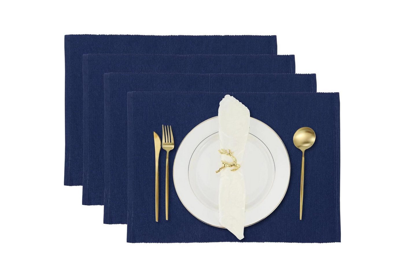 LuxusKollektion Salatbesteck Platzset Baumwolle gerippt Navy 4er 33 cm Blaue Tiefen 4 LuxusKollektion Salatbesteck Platzset Baumwolle gerippt Navy 4er 33 cm Blaue Tiefen 4 von LuxusKollektion