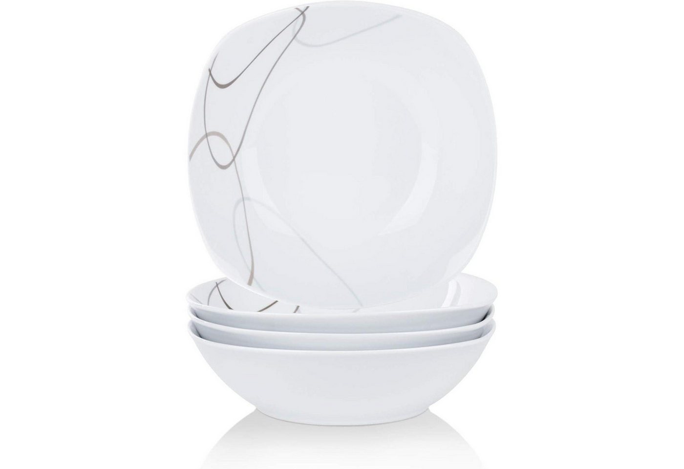 LuxusKollektion Salatbesteck Salatschalen Set Porzellan 4teilig 1050ml Salat Suppe Nikita 4-Piece von LuxusKollektion