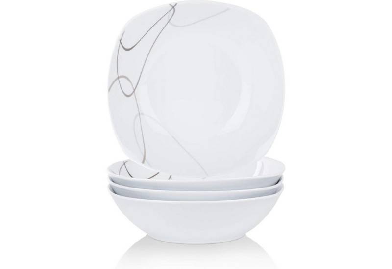 LuxusKollektion Salatbesteck Salatschalen Set Porzellan 4teilig 1050ml Salat Suppe Nikita 4-Piece von LuxusKollektion