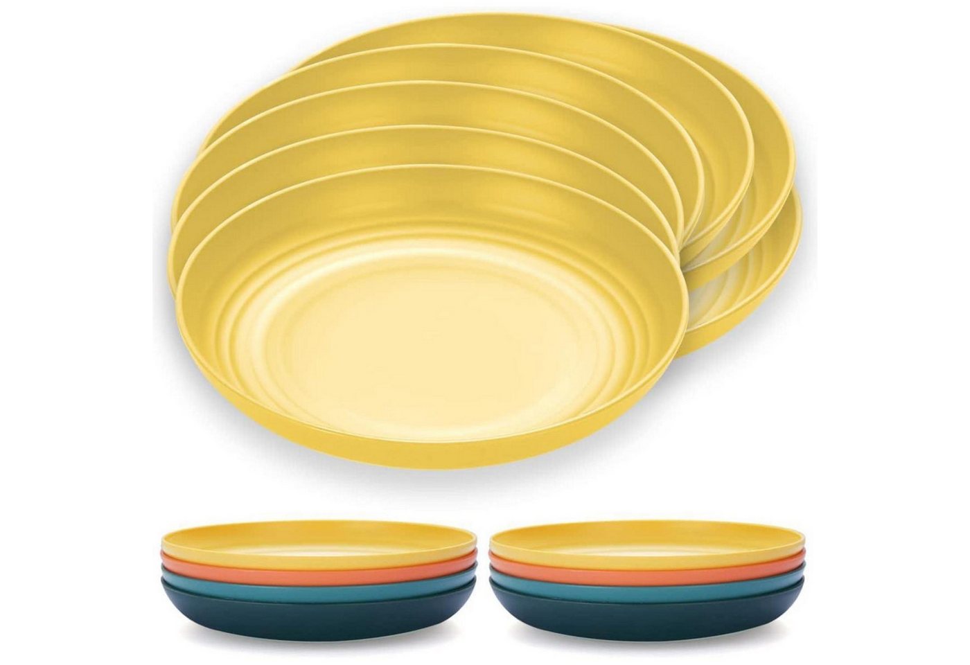 LuxusKollektion Salatbesteck Speiseteller 8er 23cm funzerbrechliche Mikrowelle BPA frei 4. Gelb von LuxusKollektion