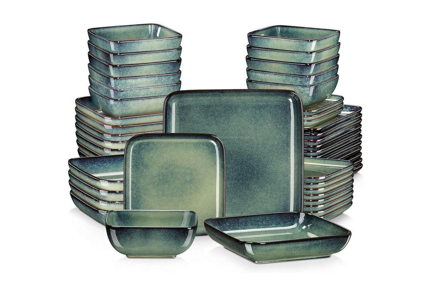 LuxusKollektion Salatbesteck Tafelservice 48teilig 12 rechteckig Geschirr für 12 Personen Grün LuxusKollektion Salatbesteck Tafelservice 48teilig 12 rechteckig Geschirr für 12 Personen Grün von LuxusKollektion