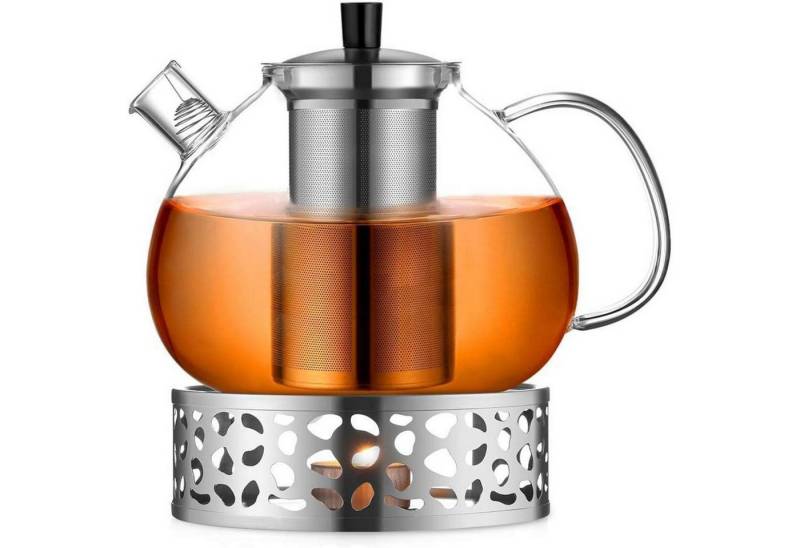 LuxusKollektion Salatbesteck Teekanne Borosilikatglas Edelstahl Sieb 2000ml Typ2 Silberfilter von LuxusKollektion