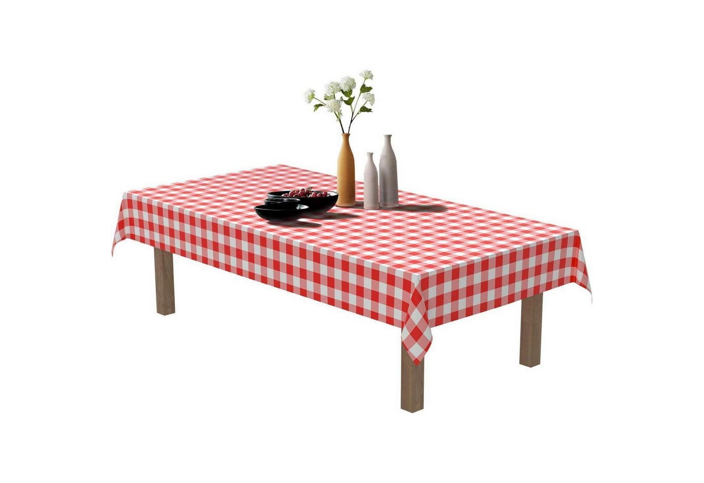 LuxusKollektion Salatbesteck Tischdecke Einweg Kunststoff 137x274cm 6 Stück Rotes Plaid 6 Stück von LuxusKollektion