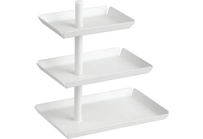LuxusKollektion Salatbesteck Weiß Etagere mit 3 Etagen - 360° drehbar, Metall Servierplatte für von LuxusKollektion