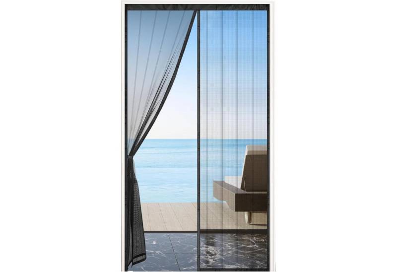 LuxusKollektion Schädlingsschutznetz Fliegengitter Balkontür Magnet 90x210cm Verbreitern Schwarz von LuxusKollektion