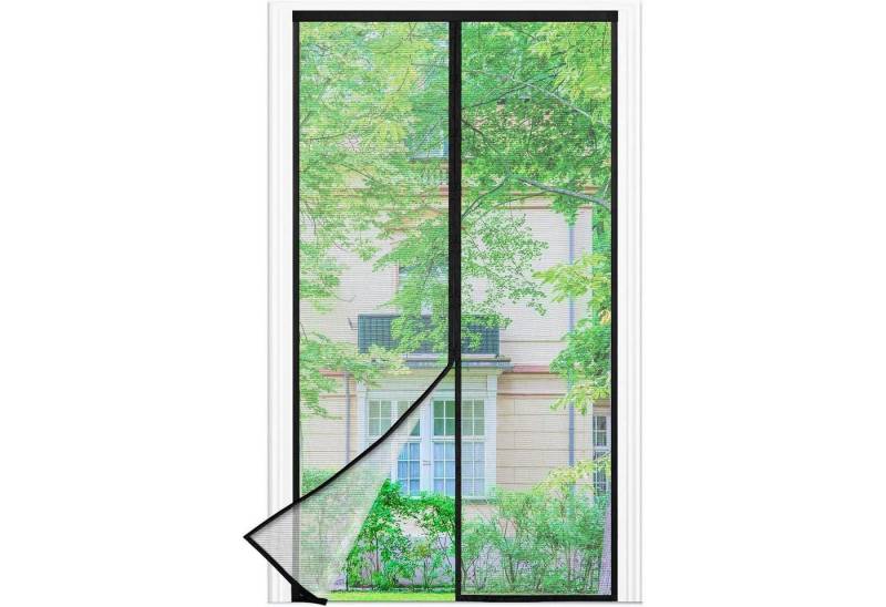 LuxusKollektion Schädlingsschutznetz Fliegengitter Balkontür Magnet Klettband ohne Bohren 80*220cm Schwarz von LuxusKollektion