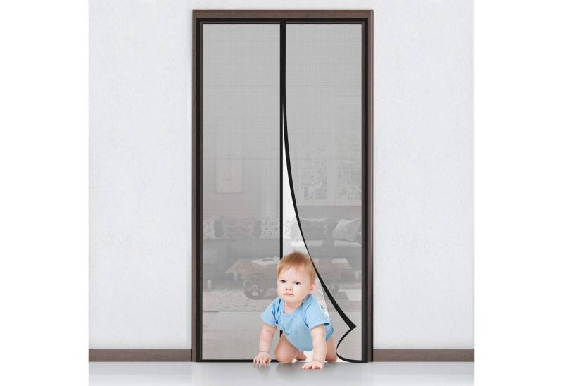 LuxusKollektion Schädlingsschutznetz Insektenschutz Tür Magnet Fliegenvorhang 110x220cm Schwarz Gitter von LuxusKollektion