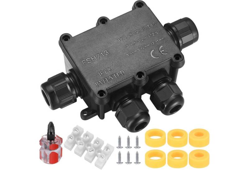 LuxusKollektion Schaltschrankschlüssel Abzweigdose IP68 Wasserdicht Aussen Schwarz 2x4-9mm 2x9-14mm 4-Wege von LuxusKollektion