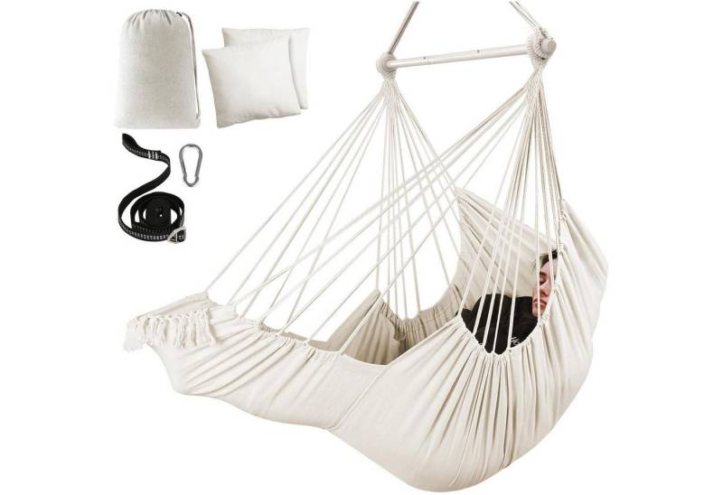 LuxusKollektion Schaukelstuhl Hängesessel Baumwollgewebe Spreizstange 2Kissen Natürliches Weiß LuxusKollektion Schaukelstuhl Hängesessel Baumwollgewebe Spreizstange 2Kissen Natürliches Weiß von LuxusKollektion