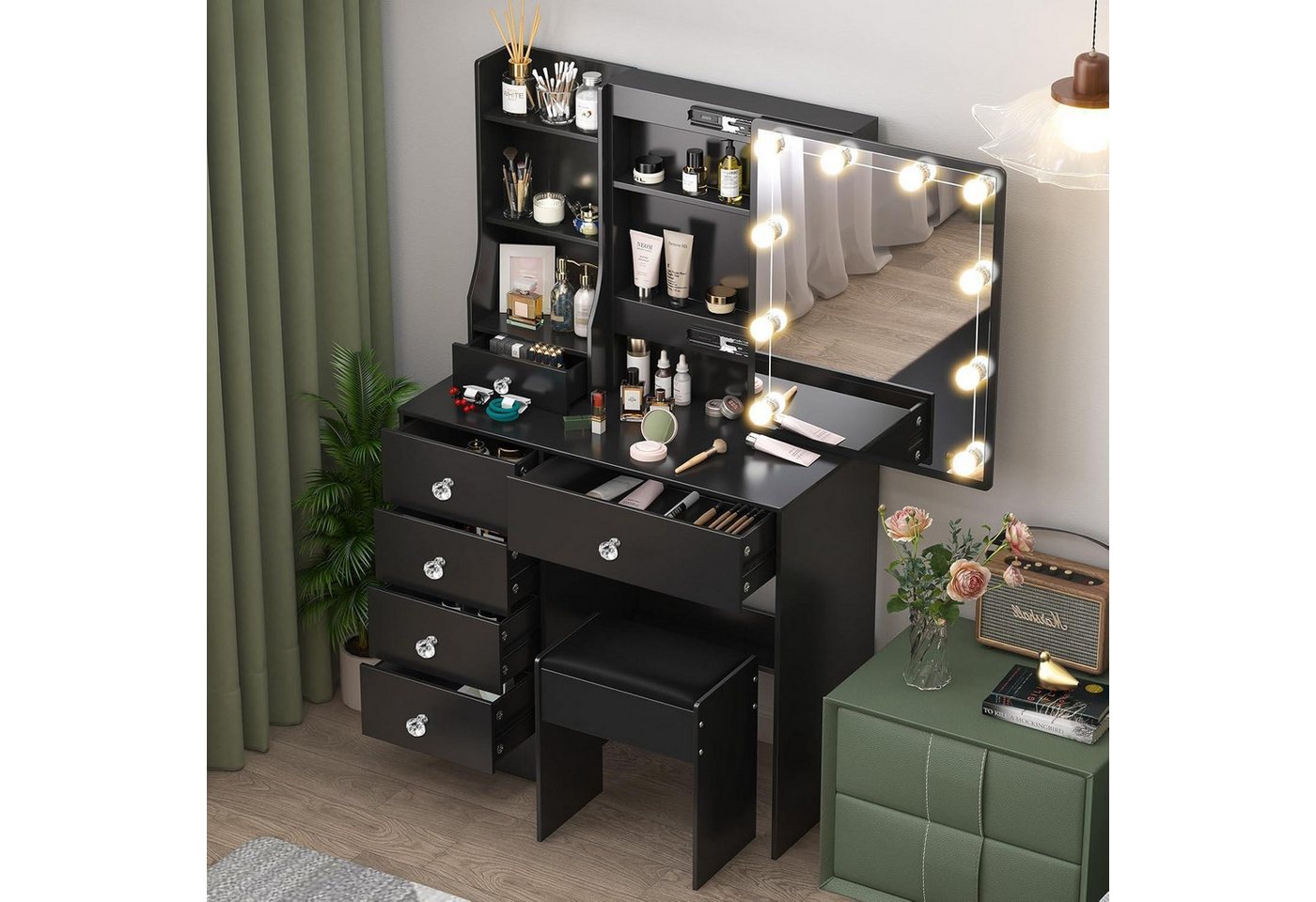 LuxusKollektion Schminktisch Schminktisch Beleuchtung 6 Schubladen H010630 36 x 80 x 131cm von LuxusKollektion
