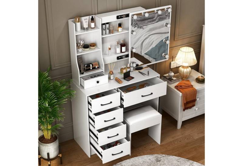 LuxusKollektion Schminktisch Schminktisch LED Spiegel Kosmetiktisch 3 Farben H3056-0317MLDE von LuxusKollektion