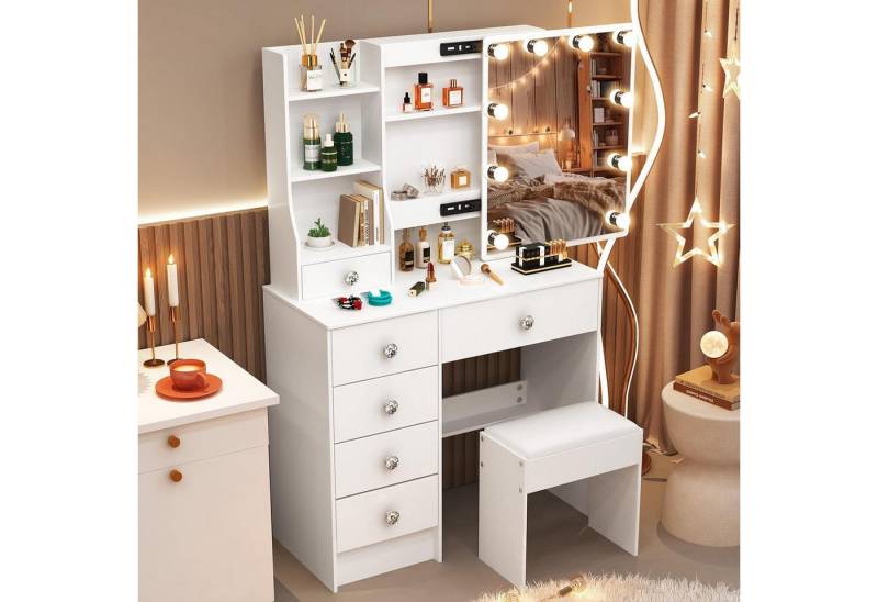 LuxusKollektion Schminktisch Schminktisch LED Spiegel Makeup 3 Farben Helligkeit H3139-0317MLDE von LuxusKollektion