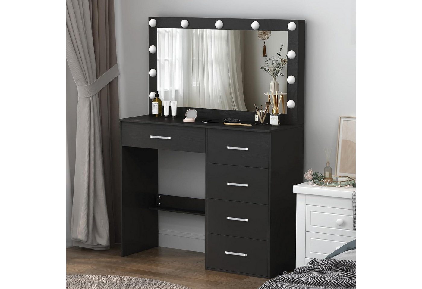 LuxusKollektion Schminktisch Schminktisch Makeup Spiegel Beleuchtung 5 H91089 36 x 80 x 131cm von LuxusKollektion