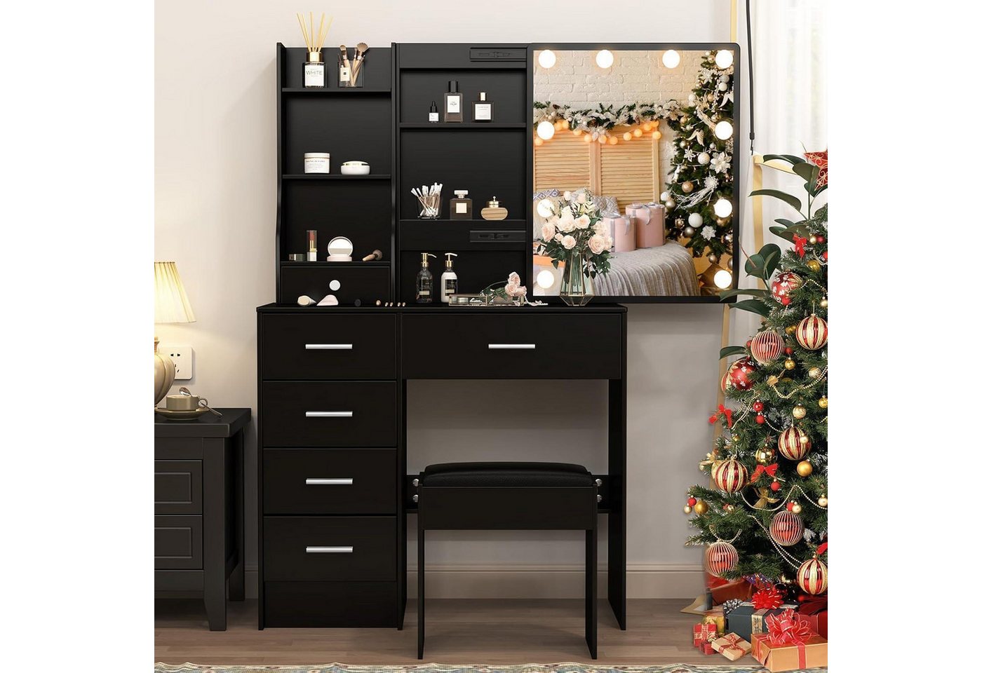 LuxusKollektion Schminktisch Schminktisch mit Beleuchtung und Spiegel, Frisiertisch mit von LuxusKollektion