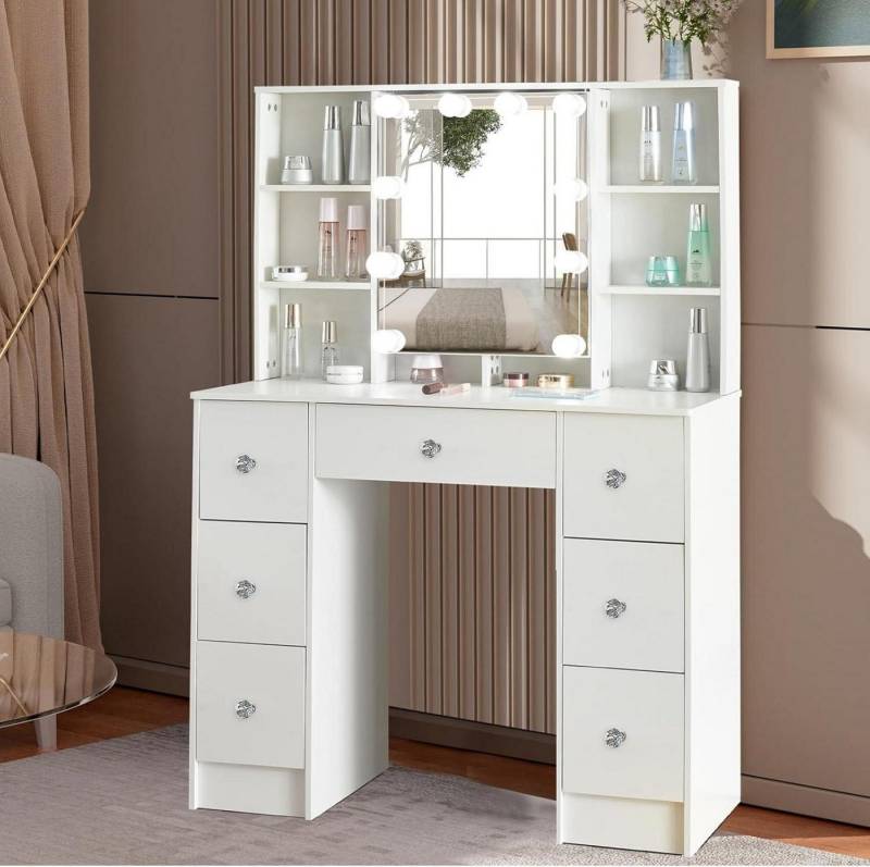 LuxusKollektion Schminktisch Schminktisch mit Beleuchtung und Spiegel Kosmetiktisch 100x40x140cm von LuxusKollektion