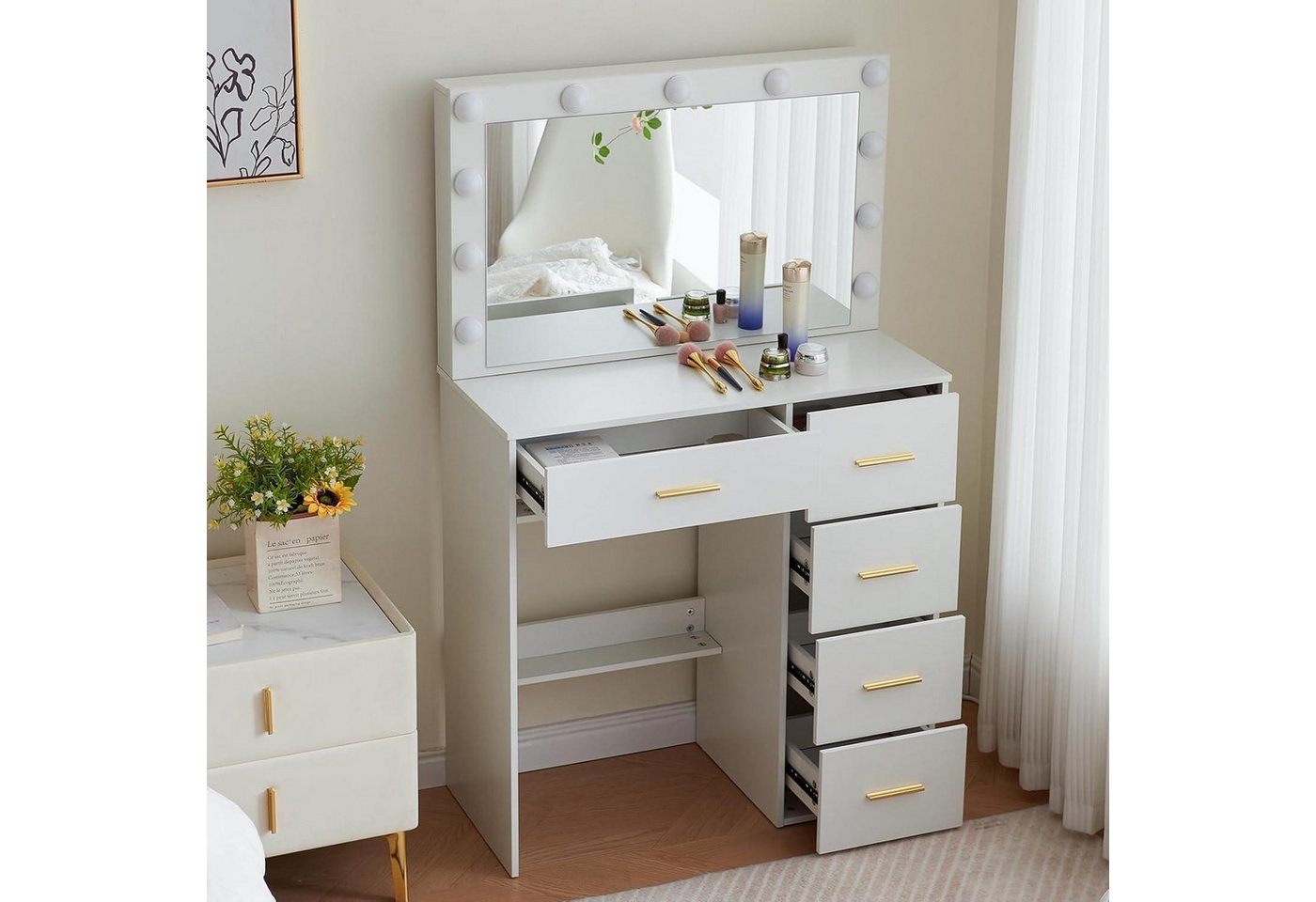 LuxusKollektion Schminktisch Schminktisch mit LED Beleuchtung, 3 Farbtemperaturen, Helligkeit von LuxusKollektion